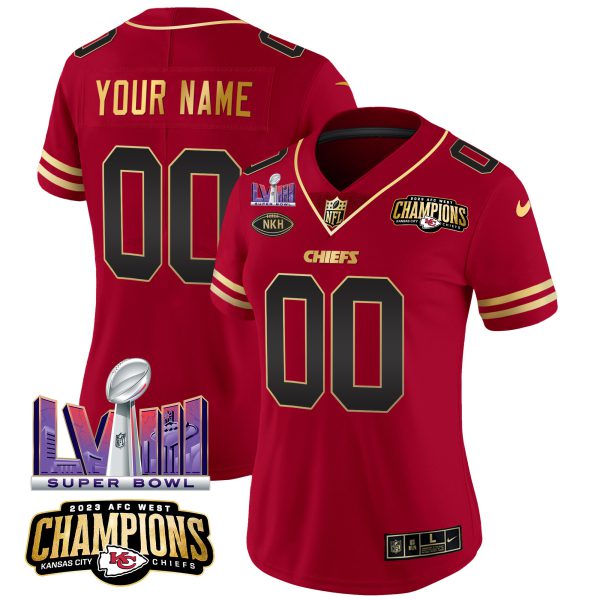 Chiefs AFC West Champions & Super Bowl LVIII Patch Vapor Custom Jersey - All Stitched - Image 10