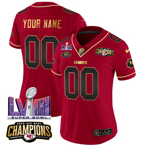 Chiefs AFC West Champions & Super Bowl LVIII Patch Vapor Custom Jersey - All Stitched - Image 11
