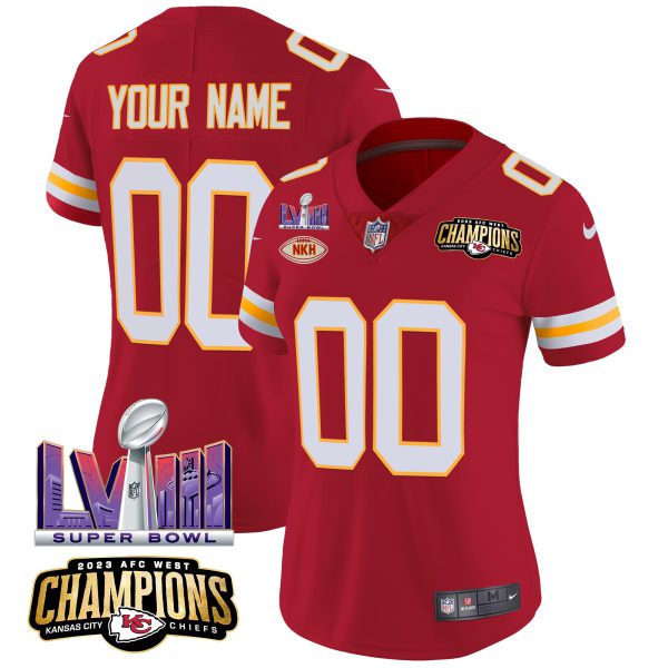 Chiefs AFC West Champions & Super Bowl LVIII Patch Vapor Custom Jersey - All Stitched - Image 13