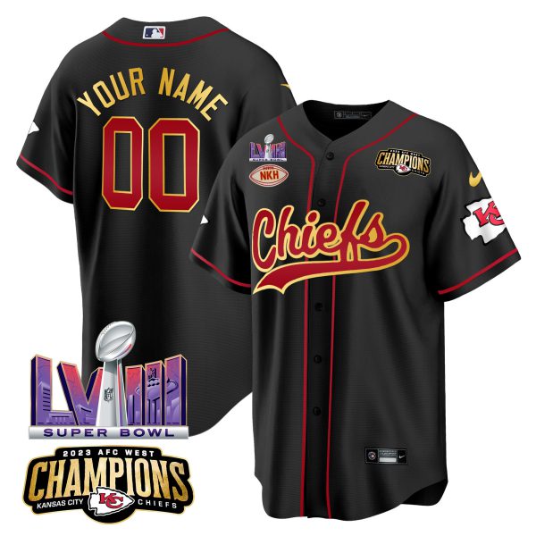 Chiefs AFC West Champions & Super Bowl LVIII Patch Baseball Custom Jersey - All Stitched - Image 3