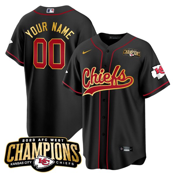 Chiefs 2023 AFC West Champions Patch Baseball Custom Jersey - All Stitched - Image 3