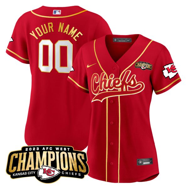 Chiefs 2023 AFC West Champions Patch Baseball Custom Jersey - All Stitched - Image 6