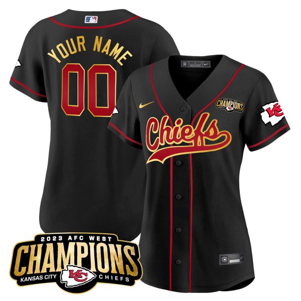 Chiefs 2023 AFC West Champions Patch Baseball Custom Jersey - All Stitched - Image 8