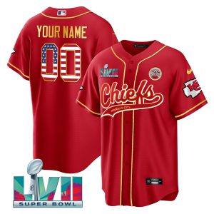 Chiefs Super Bowl LVII Flag Baseball Custom Jersey - All Stitched