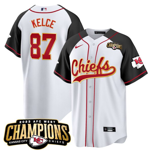 Men's Chiefs 2023 AFC West Champions Patch Baseball Jersey - All Stitched - Image 34