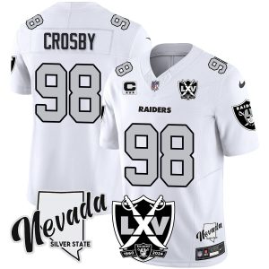 MAX CROSBY Las Vegas Raiders White Jersey - All Stitched