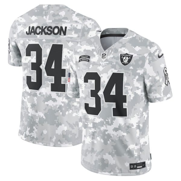 Las Vegas Raiders 2024 Salute to Service Vapor Limited Jersey - Arctic Camo - All Stitched - Image 2