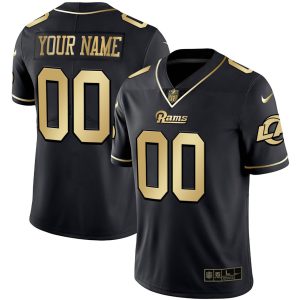 Los Angeles Rams Black Gold Trim Custom Jersey - All Stitched