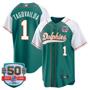 Men's Dolphins Throwback Baseball V1 Jersey - All Stitched