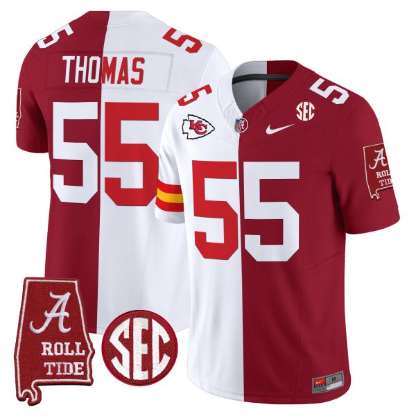 Derrick Thomas Alabama Crimson Tide Mix Kansas City Chiefs Split Jersey - All Stitched