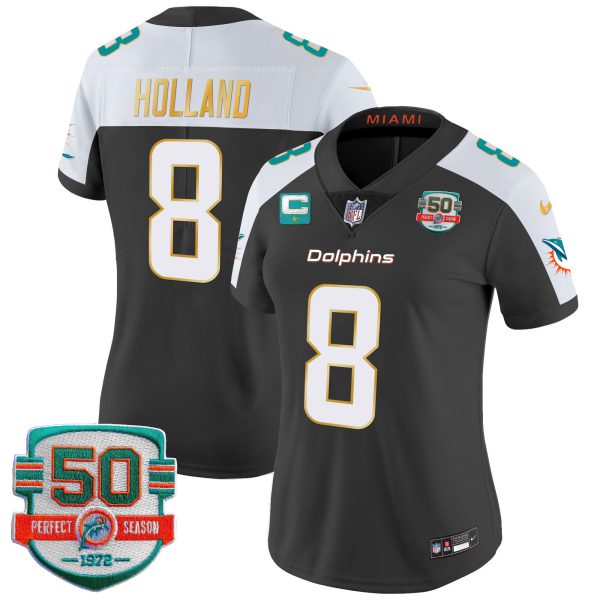 Women's Dolphins Gold Trim Vapor Limited Jersey - All Stitched - Image 4