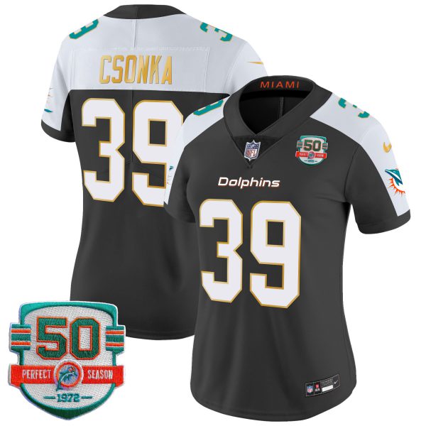 Women's Dolphins Gold Trim Vapor Limited Jersey - All Stitched - Image 7