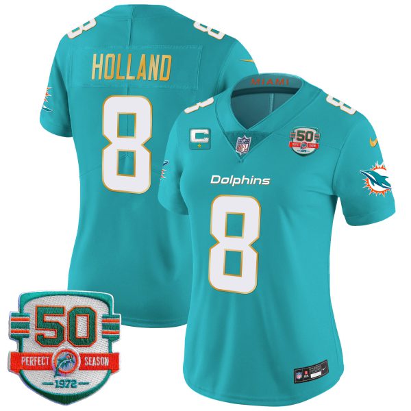 Women's Dolphins Gold Trim Vapor Limited Jersey - All Stitched - Image 20