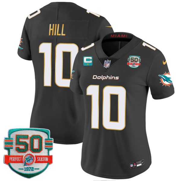 Women's Dolphins Gold Trim Vapor Limited Jersey - All Stitched - Image 35
