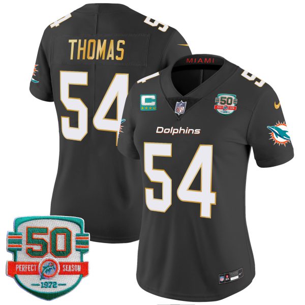 Women's Dolphins Gold Trim Vapor Limited Jersey - All Stitched - Image 38