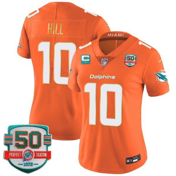 Women's Dolphins Gold Trim Vapor Limited Jersey - All Stitched - Image 43