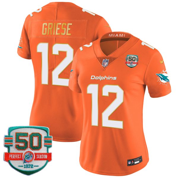Women's Dolphins Gold Trim Vapor Limited Jersey - All Stitched - Image 48