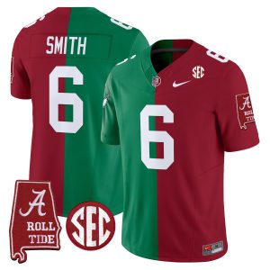 DeVonta Smith Alabama Crimson Tide Mix Philadelphia Eagles Split Jersey - All Stitched