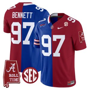 Cornelius Bennett Alabama Crimson Tide Mix Buffalo Bills Split Jersey - All Stitched