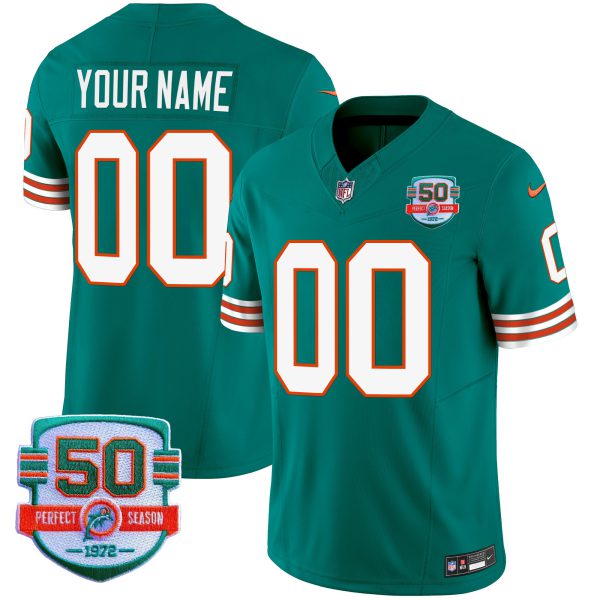 Dolphins Throwback Vapor Custom Jersey - All Stitched - Image 2