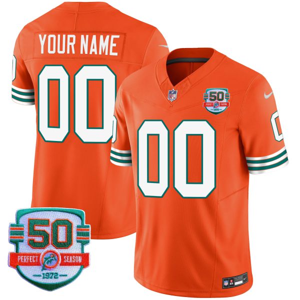 Dolphins Throwback Vapor Custom Jersey - All Stitched - Image 5