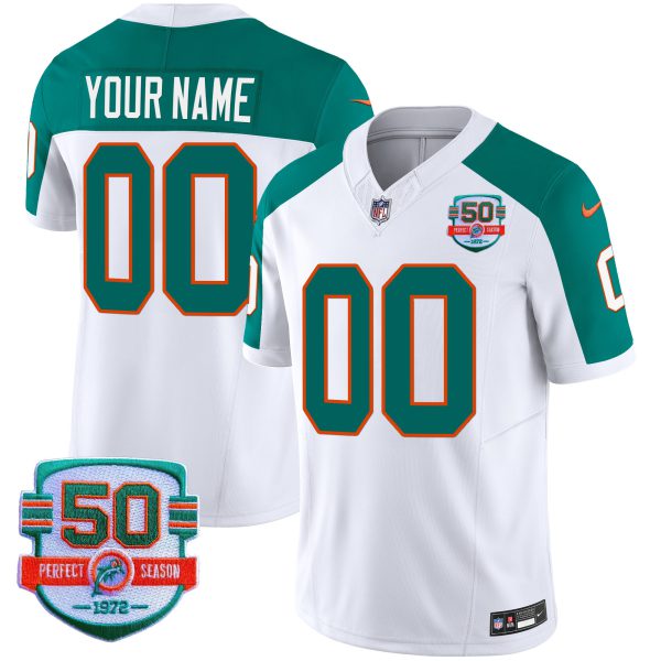 Dolphins Throwback Vapor Custom Jersey - All Stitched - Image 6