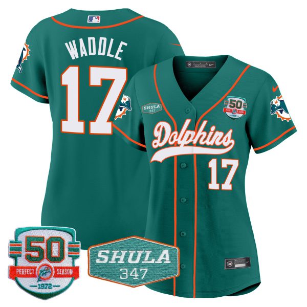Women's Dolphins 50th & Don Shula 347 Memorial Patch Baseball Jersey - All Stitched - Image 16