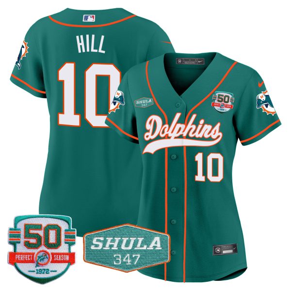 Women's Dolphins 50th & Don Shula 347 Memorial Patch Baseball Jersey - All Stitched - Image 17