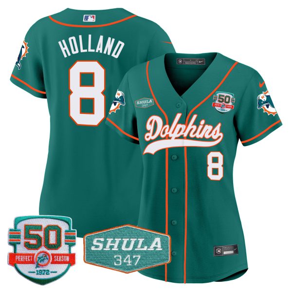 Women's Dolphins 50th & Don Shula 347 Memorial Patch Baseball Jersey - All Stitched - Image 18