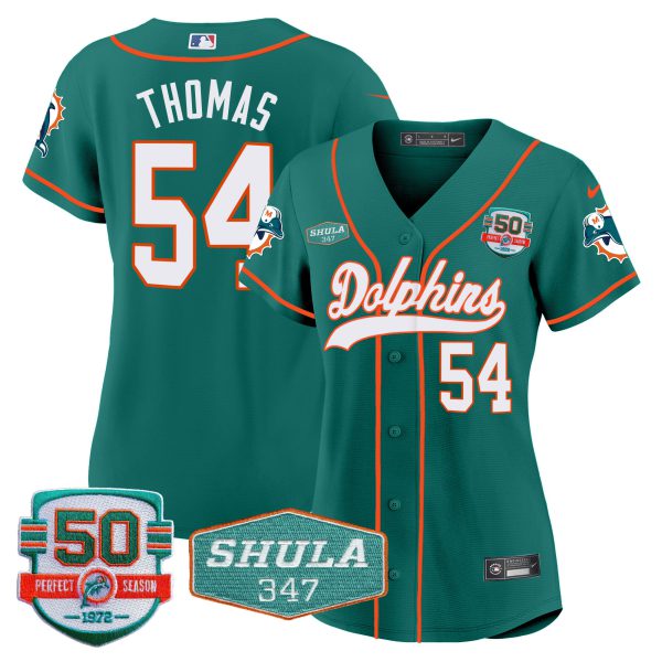 Women's Dolphins 50th & Don Shula 347 Memorial Patch Baseball Jersey - All Stitched - Image 20