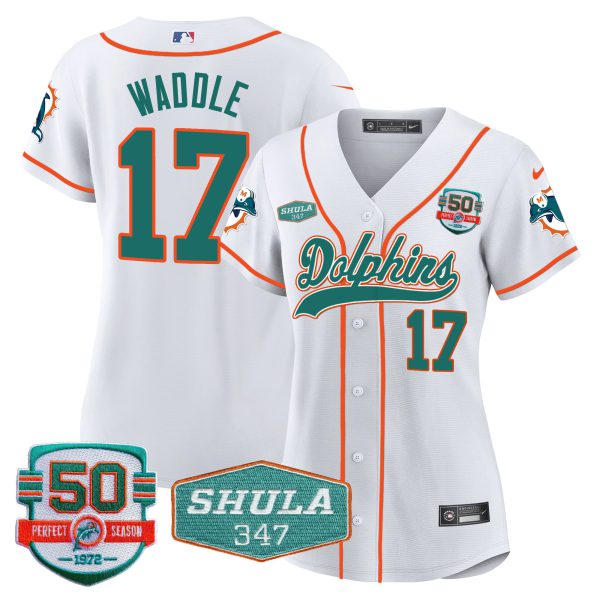 Women's Dolphins 50th & Don Shula 347 Memorial Patch Baseball Jersey - All Stitched - Image 23