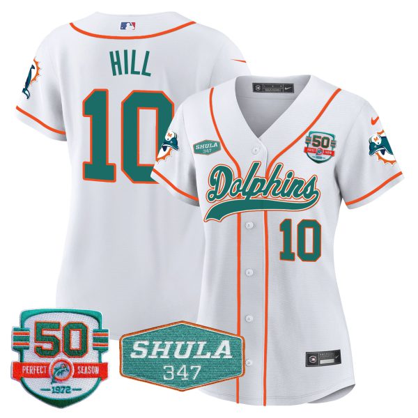 Women's Dolphins 50th & Don Shula 347 Memorial Patch Baseball Jersey - All Stitched - Image 24