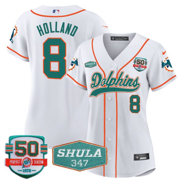 Women's Dolphins 50th & Don Shula 347 Memorial Patch Baseball Jersey - All Stitched - Image 25