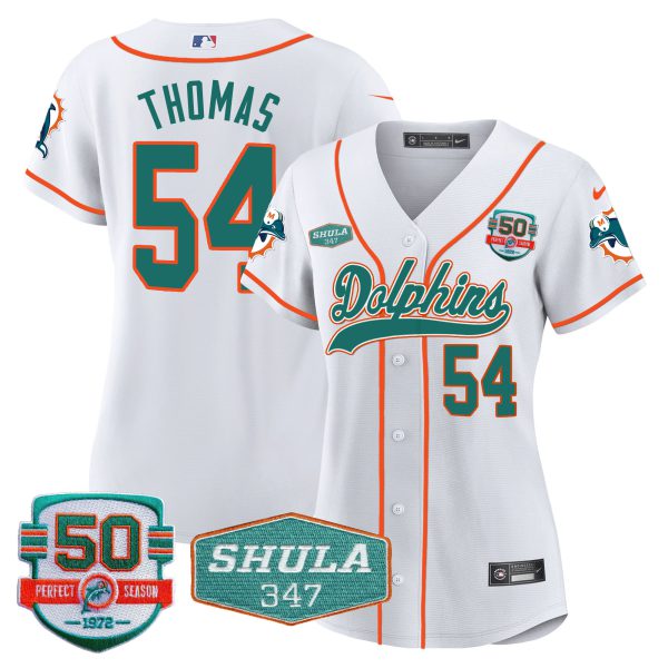 Women's Dolphins 50th & Don Shula 347 Memorial Patch Baseball Jersey - All Stitched - Image 27