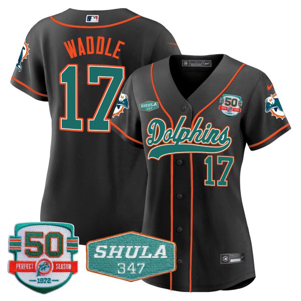 Women's Dolphins 50th & Don Shula 347 Memorial Patch Baseball Jersey - All Stitched - Image 30