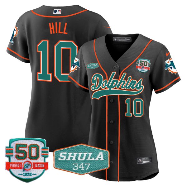 Women's Dolphins 50th & Don Shula 347 Memorial Patch Baseball Jersey - All Stitched - Image 31