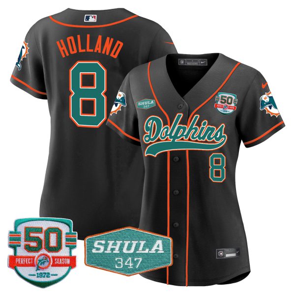 Women's Dolphins 50th & Don Shula 347 Memorial Patch Baseball Jersey - All Stitched - Image 32