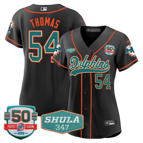 Women's Dolphins 50th & Don Shula 347 Memorial Patch Baseball Jersey - All Stitched - Image 34