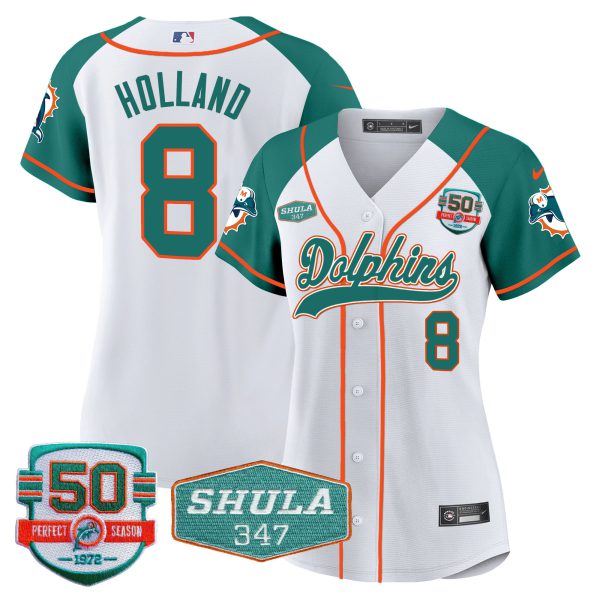 Women's Dolphins 50th & Don Shula 347 Memorial Patch Baseball Jersey - All Stitched - Image 46