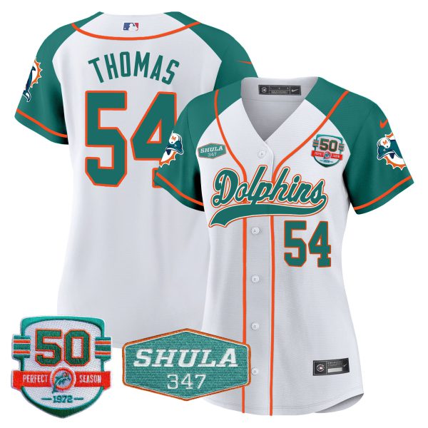 Women's Dolphins 50th & Don Shula 347 Memorial Patch Baseball Jersey - All Stitched - Image 48