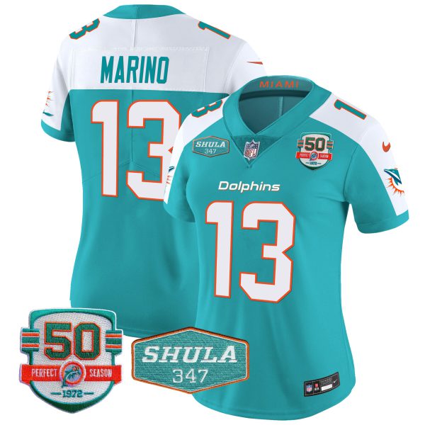 Women's Dolphins Shula 347 Patch Vapor Jersey - All Stitched - Image 13