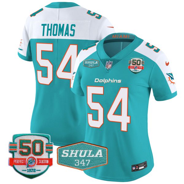 Women's Dolphins Shula 347 Patch Vapor Jersey - All Stitched - Image 14