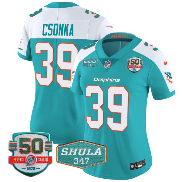 Women's Dolphins Shula 347 Patch Vapor Jersey - All Stitched - Image 15