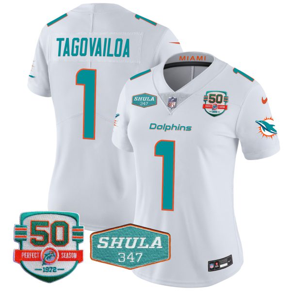 Women's Dolphins Shula 347 Patch Vapor Jersey - All Stitched - Image 25