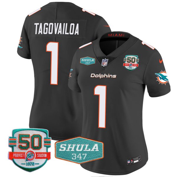Women's Dolphins Shula 347 Patch Vapor Jersey - All Stitched - Image 33