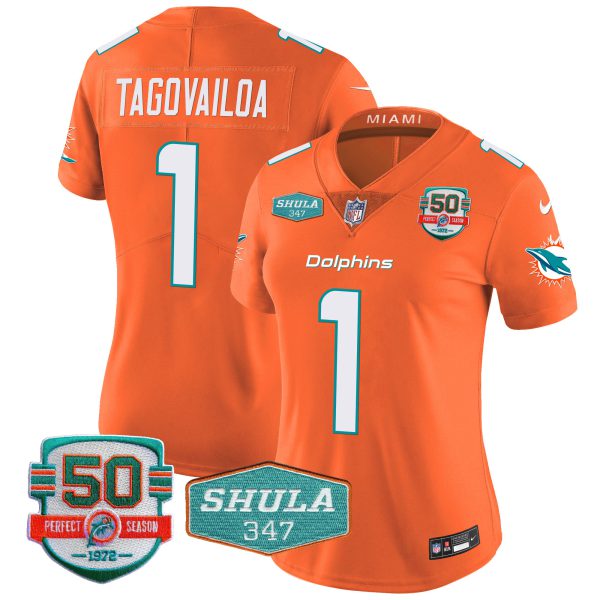 Women's Dolphins Shula 347 Patch Vapor Jersey - All Stitched - Image 41