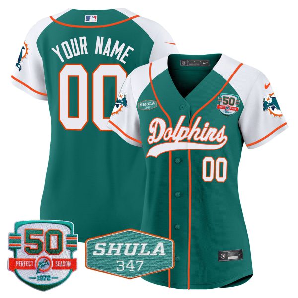 Dolphins 50th & Don Shula 347 Memorial Patch Baseball Custom Jersey - All Stitched - Image 9