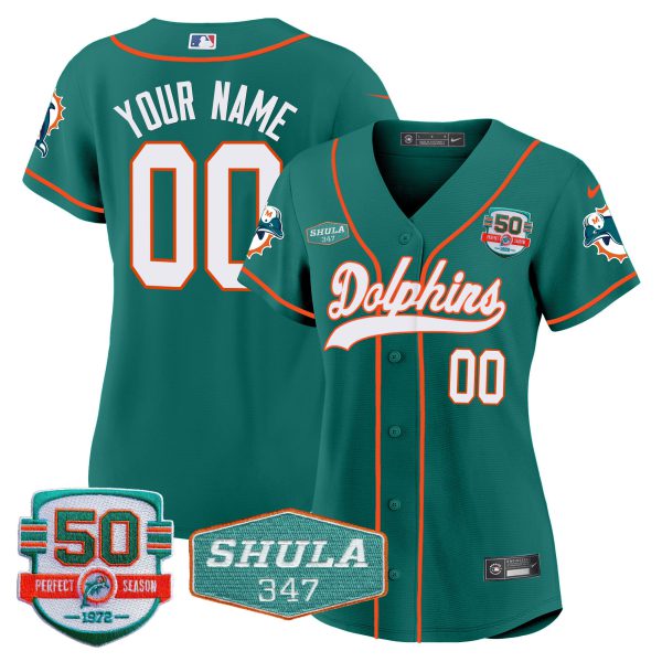 Dolphins 50th & Don Shula 347 Memorial Patch Baseball Custom Jersey - All Stitched - Image 10