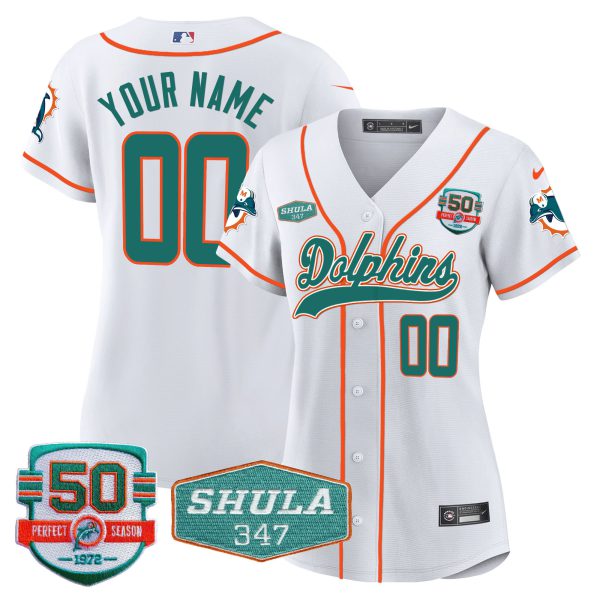 Dolphins 50th & Don Shula 347 Memorial Patch Baseball Custom Jersey - All Stitched - Image 11