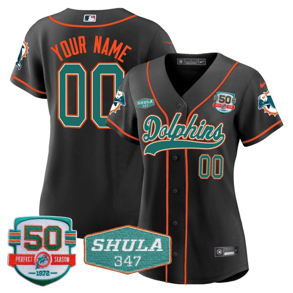 Dolphins 50th & Don Shula 347 Memorial Patch Baseball Custom Jersey - All Stitched - Image 12